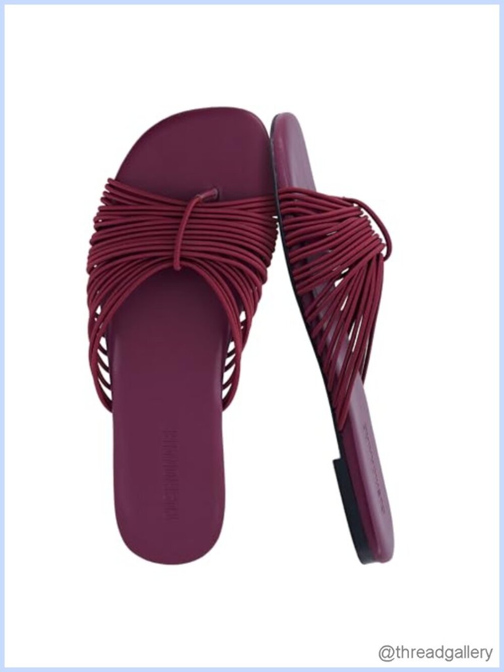 Strappy Multi-Strap Square Toe Flat Slide Sandals Cushioned Footbed